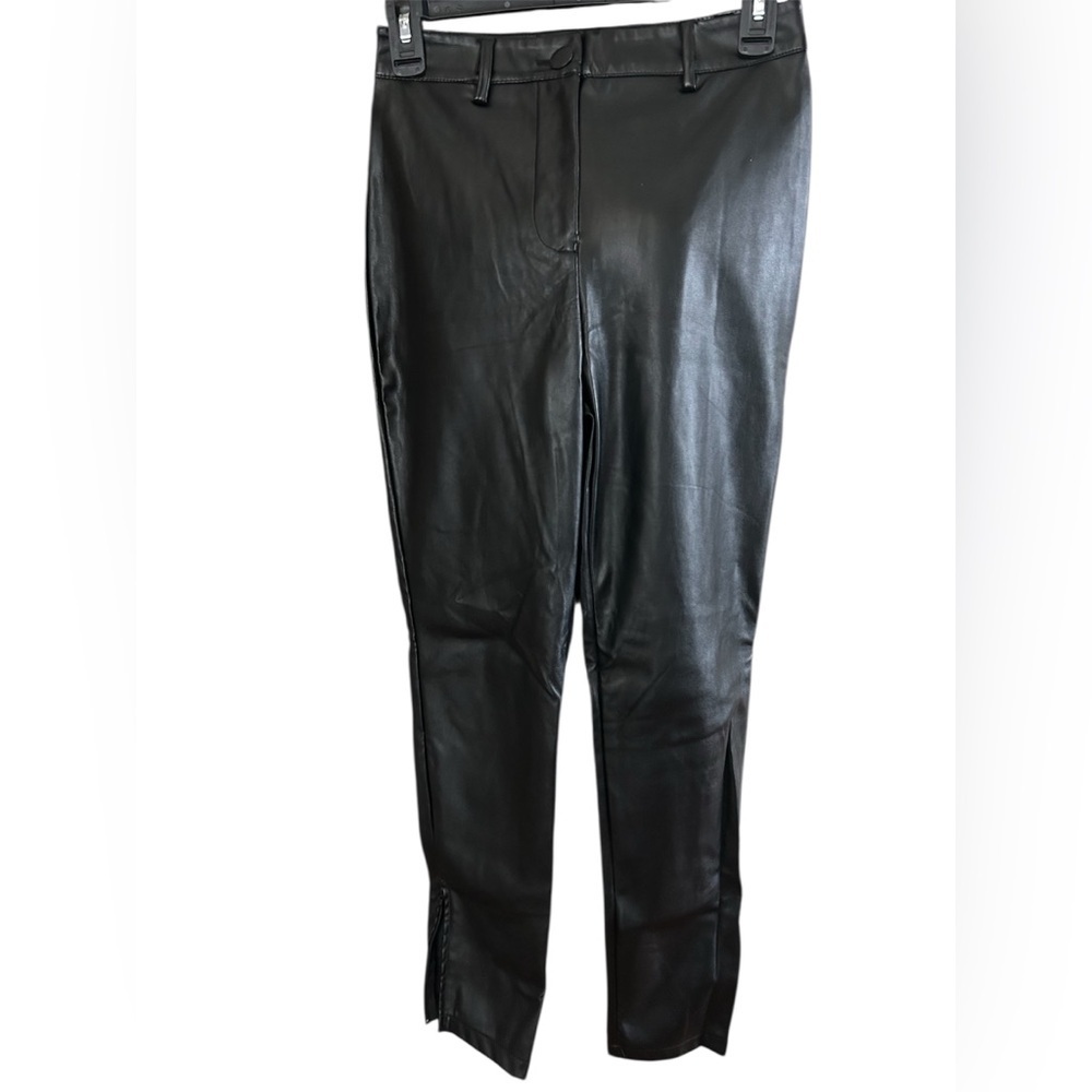 MRP Black Faux Leather Zip-Hem Skinny Pants High Rise Women’s Fits ~26” Waist